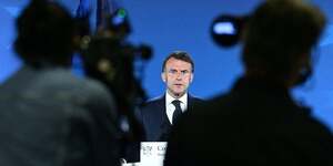 Emmanuel Macron, lors d'une confrence de presse, le 26 juin 2025.