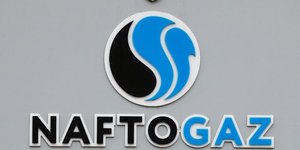 Le logo de la société publique ukrainienne de gaz Naftogaz.